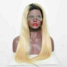 Load image into Gallery viewer, Luxury Straight Ombre Platinum #613 Blonde 100% Human Hair Swiss 13x4 Lace Front Glueless Wig U-Part, 360 or Full Lace Upgrade Available