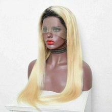 Load image into Gallery viewer, Luxury Straight Ombre Platinum #613 Blonde 100% Human Hair Swiss 13x4 Lace Front Glueless Wig U-Part, 360 or Full Lace Upgrade Available