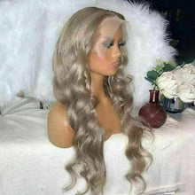 Load image into Gallery viewer, Luxury Remy Brazilian Dirty Blonde Grey 100% Human Hair Swiss 13x4 Lace Front Glueless Wig Wavy Colouful U-Part or Full Lace Upgrade Available