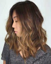 Load image into Gallery viewer, Luxury Chocolate Brown Bronze Balayage Highlight 100% Human Hair Swiss 13x4 Lace Front Glueless Wig U-Part, 360 or Full Lace Upgrade Available