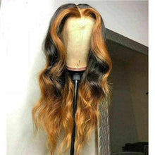 Load image into Gallery viewer, Luxury 100% Human Hair Swiss 13x4 Lace Front Glueless Wig Honey Blonde Brown Ombre U-Part, 360 or Full Lace Upgrade Available
