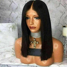 Load image into Gallery viewer, Luxury Remy Blunt Cut Bob Black 100% Human Hair Swiss 13x4 Lace Front Glueless Wig Short #1B U-Part, 360 or Full Lace Upgrade Available