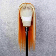 Load image into Gallery viewer, Luxury Orange Streak 100% Human Hair Swiss 13x4 Lace Front Glueless Wig Colouful U-Part or Full Lace Upgrade Available
