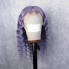Load image into Gallery viewer, Luxury Remy Deep Wave Purple Lilac Lavender 100% Human Hair Swiss 13x4 Lace Front Wig Colourful U-Part, 360 or Full Lace Upgrade Available