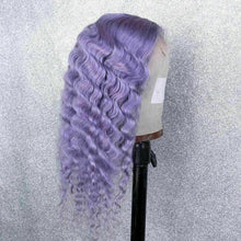 Load image into Gallery viewer, Luxury Remy Deep Wave Purple Lilac Lavender 100% Human Hair Swiss 13x4 Lace Front Wig Colourful U-Part, 360 or Full Lace Upgrade Available