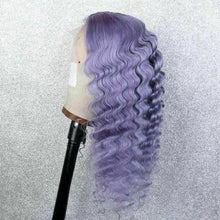 Load image into Gallery viewer, Luxury Remy Deep Wave Purple Lilac Lavender 100% Human Hair Swiss 13x4 Lace Front Wig Colourful U-Part, 360 or Full Lace Upgrade Available