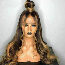 Load image into Gallery viewer, Luxury Ombre Golden Brown 100% Human Hair Swiss 13x4 Lace Front Wig Highlight Balayage Highlight U-Part, 360 or Full Lace Upgrade Available