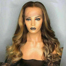 Load image into Gallery viewer, Luxury Ombre Golden Brown 100% Human Hair Swiss 13x4 Lace Front Wig Highlight Balayage Highlight U-Part, 360 or Full Lace Upgrade Available