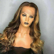 Load image into Gallery viewer, Luxury Ombre Golden Brown 100% Human Hair Swiss 13x4 Lace Front Wig Highlight Balayage Highlight U-Part, 360 or Full Lace Upgrade Available