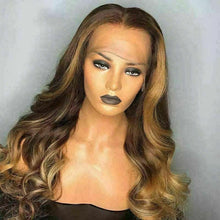 Load image into Gallery viewer, Luxury Ombre Golden Brown 100% Human Hair Swiss 13x4 Lace Front Wig Highlight Balayage Highlight U-Part, 360 or Full Lace Upgrade Available