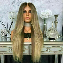 Load image into Gallery viewer, Luxury Light Brown Blonde Balayage Highlight 100% Human Hair Swiss 13x4 Lace Front Wig Highlight U-Part, 360 or Full Lace Upgrade Available