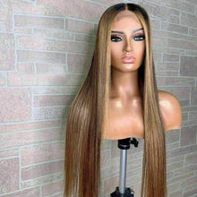 Load image into Gallery viewer, Luxury Remy Streak Ombre Ash Honey Blonde 100% Human Hair Swiss 13x4 Lace Front Glueless Wig U-Part, 360 or Full Lace Upgrade Available