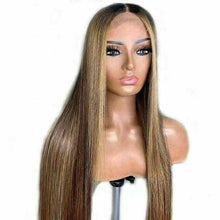Load image into Gallery viewer, Luxury Remy Streak Ombre Ash Honey Blonde 100% Human Hair Swiss 13x4 Lace Front Glueless Wig U-Part, 360 or Full Lace Upgrade Available
