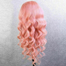 Load image into Gallery viewer, Luxury Pink Streak 100% Human Hair Swiss 13x4 Lace Front Glueless Wig Wavy Colouful U-Part or Full Lace Upgrade Available