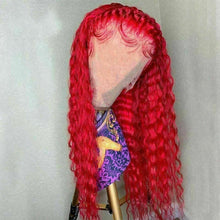 Load image into Gallery viewer, Luxury Remy Hot Pink Deep Wave 100% Human Hair Swiss 13x4 Lace Front Glueless Wig Fuchsia Wavy Colouful U-Part or Full Lace Upgrade Available