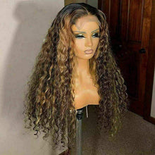 Load image into Gallery viewer, Luxury Curly Ash Honey Golden Brown Blonde 100% Human Hair Swiss 13x4 Lace Front Glueless Wig U-Part, 360 or Full Lace Upgrade Available