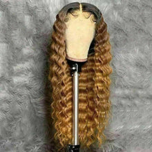 Load image into Gallery viewer, Luxury Ombre Honey Blonde #1B/27 Deep Wave 100% Human Hair Swiss 13x4 Lace Front Glueless Wig U-Part, 360 or Full Lace Upgrade Available
