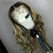 Load image into Gallery viewer, Luxury Remy 100% Human Hair Swiss 13x4 Lace Front Wig Ombre Ash Blonde Brown Balayage Highlight U-Part, 360 or Full Lace Upgrade Available