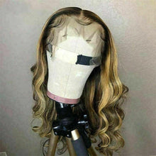 Load image into Gallery viewer, Luxury Remy 100% Human Hair Swiss 13x4 Lace Front Wig Ombre Ash Blonde Brown Balayage Highlight U-Part, 360 or Full Lace Upgrade Available