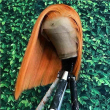 Load image into Gallery viewer, Luxury Remy Brazilian Orange Bob 100% Human Hair Swiss 13x4 Lace Front Glueless Wig Colouful U-Part or Full Lace Upgrade Available