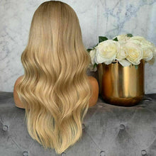 Load image into Gallery viewer, Luxury Brazilian Remy Wavy Ash Blonde Ombre 100% Human Hair Swiss 13x4 Lace Front Glueless Wig U-Part, 360 or Full Lace Upgrade Available