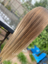 Load image into Gallery viewer, Luxury Ash Blonde Balayage Highlight 100% Human Hair Swiss 13x4 Lace Front Glueless Wig  U-Part, 360 or Full Lace Upgrade Available