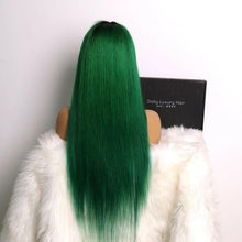Load image into Gallery viewer, Luxury Remy Emerald Mermaid Dark Green Ombre 100% Human Hair Swiss 13x4 Lace Front Wig Colorful U-Part, 360 or Full Lace Upgrade Available