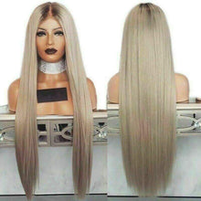 Load image into Gallery viewer, Luxury Ash Blonde Ombre 100% Human Hair Swiss 13x4 Lace Front Glueless Wig  Balayage Highlight U-Part, 360 or Full Lace Upgrade Available