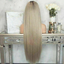 Load image into Gallery viewer, Luxury Ash Blonde Ombre 100% Human Hair Swiss 13x4 Lace Front Glueless Wig  Balayage Highlight U-Part, 360 or Full Lace Upgrade Available