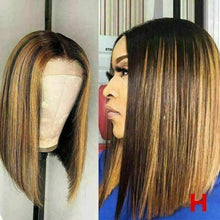 Load image into Gallery viewer, Luxury Remy Bob Ombre 100% Human Hair Swiss 13x4 Lace Front Glueless Wig Ash Blonde Balayage Highlight U-Part, 360 or Full Lace Upgrade Available