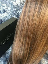 Load image into Gallery viewer, Luxury Dark and Light Brown Balayage Highlight Blonde 100% Human Hair Swiss 13x4 Lace Front Wig U-Part, 360 or Full Lace Upgrade Available