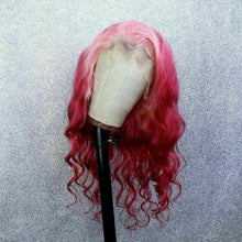 Load image into Gallery viewer, Luxury Remy Baby Pink Fuchsia 100% Human Hair Swiss 13x4 Lace Front Glueless Wig Ombre Wavy Colouful U-Part or Full Lace Upgrade Available