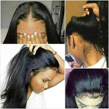 Load image into Gallery viewer, Luxury Brazilian Straight #1B Black 100% Human Hair Swiss 13x4 Lace Front Glueless Wig U-Part, 360 or Full Lace Upgrade Available