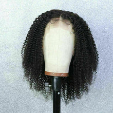 Load image into Gallery viewer, Luxury Remy Kinky Curly Black 100% Human Hair Swiss 13x4 Lace Front Glueless Wig #1B U-Part, 360 or Full Lace Upgrade Available