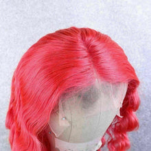 Load image into Gallery viewer, Luxury Remy Hot Pink Curly 100% Human Hair Swiss 13x4 Lace Front Glueless Wig Straight Fuchsia Colouful U-Part or Full Lace Upgrade Available