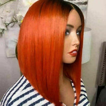 Load image into Gallery viewer, Luxury Ombre Orange Bob 100% Human Hair Swiss 13x4 Lace Front Glueless Wig Colouful U-Part, 360 or Full Lace Upgrade Available