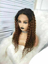 Load image into Gallery viewer, Luxury Remy Curly Ombre Ash Brown 100% Human Hair Swiss 13x4 Lace Front Glueless Wig Auburn U-Part, 360 or Full Lace Upgrade Available
