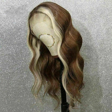 Load image into Gallery viewer, Luxury Remy Medium Brown Streak Straight 100% Human Hair Swiss 13x4 Lace Front Glueless Wig U-Part, 360 or Full Lace Upgrade Available