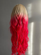 Load image into Gallery viewer, Luxury Ice Blonde Hot Pink Ombre 100% Human Hair Swiss 13x4 Lace Front Glueless Wig Fuchsia Colouful U-Part or Full Lace Upgrade Available