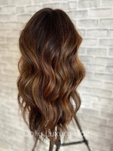 Load image into Gallery viewer, SIENNA | Luxe Chocolate Brown Balayage Human Hair Swiss 13x4 Lace Front Wig Bleached Knots Transparent Lace Full Lace Upgrade Available