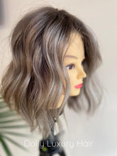 Load image into Gallery viewer, ALASKA | Luxe Cold Grey Balayage 100% Human Hair Swiss 13x4 Lace Front Glueless Wig Bleached Knots Transparent Lace Full Lace Upgrade Available