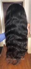 Load image into Gallery viewer, Luxury 30” 32” 34” 36” 38” 40” inches Natural Black #1B Virgin Human Hair Swiss 13x4 Lace Front Glueless Wig Human Body Wave Long