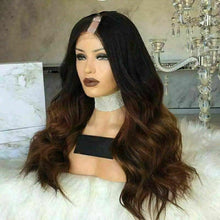 Load image into Gallery viewer, Luxury Ombre Auburn Brown U Part Wavy 100% Human Hair Swiss 13x4 Lace Front Glueless Wig U-Part U-Part, 360 or Full Lace Upgrade Available
