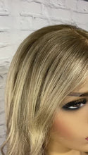 Load and play video in Gallery viewer, READY TO SHIP Luxury 22” 150% Lace Front Ash Blonde and Brown Small Cap Balayage Wig Human Hair Swiss Glueless Sale Bleached Knots