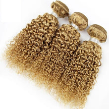 Load image into Gallery viewer, READY TO SHIP 4 Brazilian Honey Blonde #27 Bundles Kinky Deep Curly Human Hair Virgin Extensions 400g