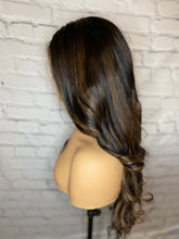 Load image into Gallery viewer, READY TO SHIP Luxury 26” 180% Dark Brown Balayage Silk Top Cap Wig Human Hair Swiss Glueless Sale Bleached Knots