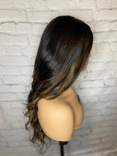 Load image into Gallery viewer, READY TO SHIP Luxury 26” 180% Dark Brown Balayage Silk Top Cap Wig Human Hair Swiss Glueless Sale Bleached Knots