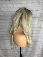 Load image into Gallery viewer, READY TO SHIP 18” 180% 360 Lace Ash Blonde Balayage Highlighted Bleached Knots Human Hair Wig