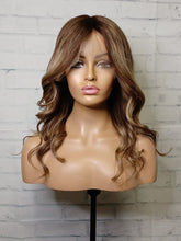 Load image into Gallery viewer, SALE READY TO SHIP Luxury 16" 180% Full Lace Silk Top Dark Brown & Blonde Balayage Wig
