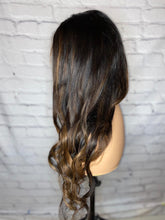 Load image into Gallery viewer, READY TO SHIP Luxury 26” 180% Dark Brown Balayage Silk Top Cap Wig Human Hair Swiss Glueless Sale Bleached Knots